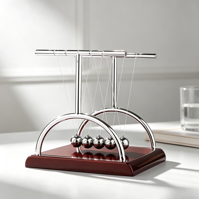 Newton Cradle Large - Wahadło Newtona ze stalowymi kulkami, kula